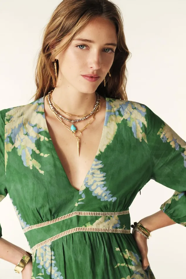 Midi Dress Parela Green Women Baandsh Dresses