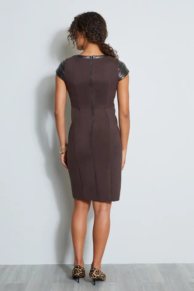 Midi Dresses Women Elie Tahari Knit Vegan Dress ESPRESSO