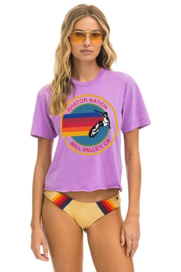Mill Valley Boyfriend Tee 8211 Neon Purple Women Aviator Nation Tees