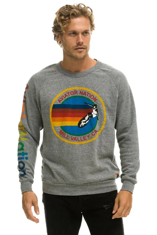 Mill Valley Sweatshirt 8211 Heather Grey WomenMen Aviator Nation Sweatshirts