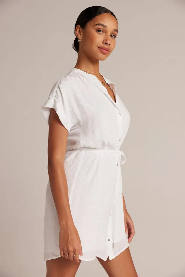 Mini Dresses Women Bella Dahl Belted Shirred Dress 8211 White Mini Dresses Women Bella Dahl Belted Shirred Dress 8211 White