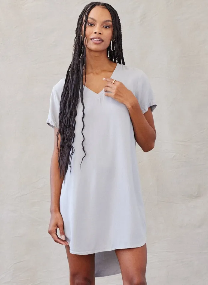 Mini Dresses Women Bella Dahl VNeck Tee Dress 8211 Foggy Sky
