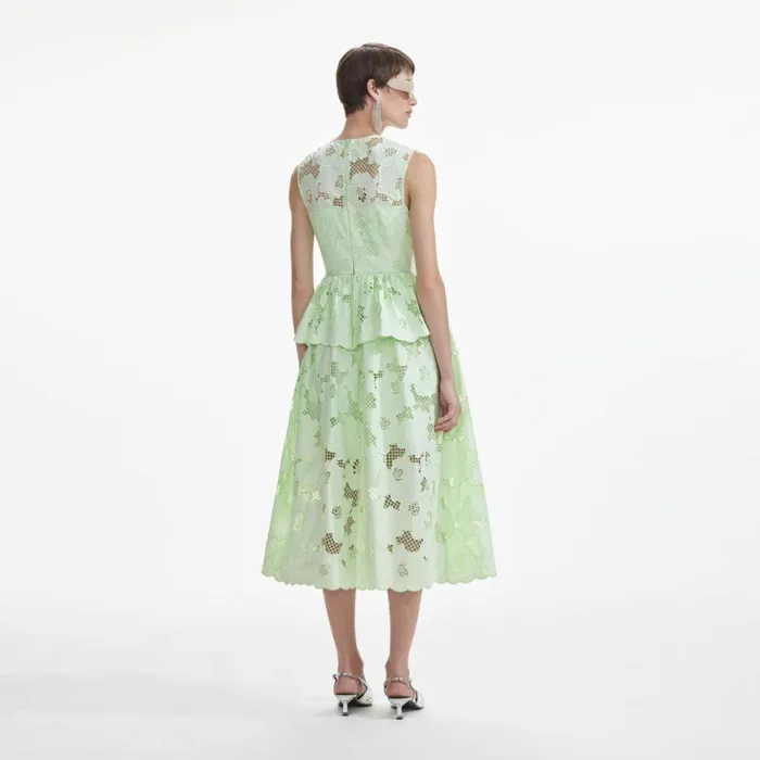 Mint Cotton Lace Peplum Midi Dress Women Self Portrait Dresses Mint Cotton Lace Peplum Midi Dress Women Self Portrait Dresses