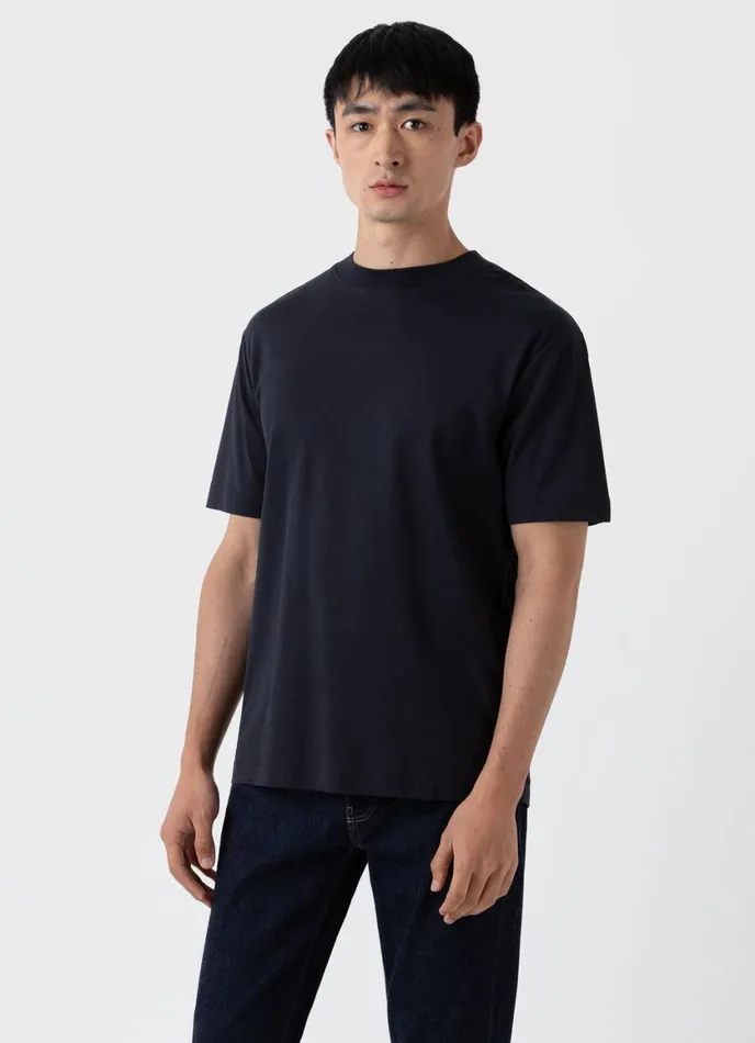 Mock Neck Heavyweight Tshirt Black Men SUNSPEL Tshirts