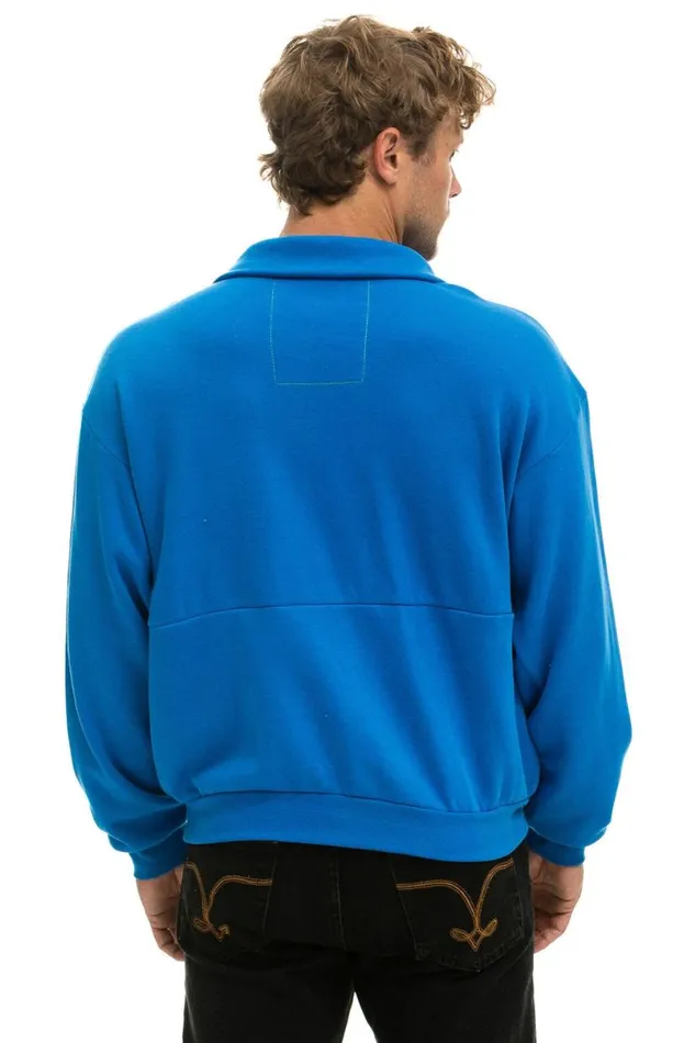 Mountain Embroidery Half Zip Sweatshirt 8211 Ocean WomenMen Aviator Nation Sweatshirts