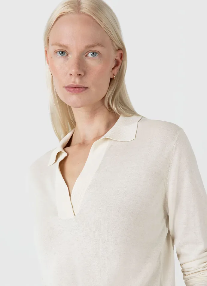 Mulberry Silk Polo Ecru Knitwear ussunspel Women