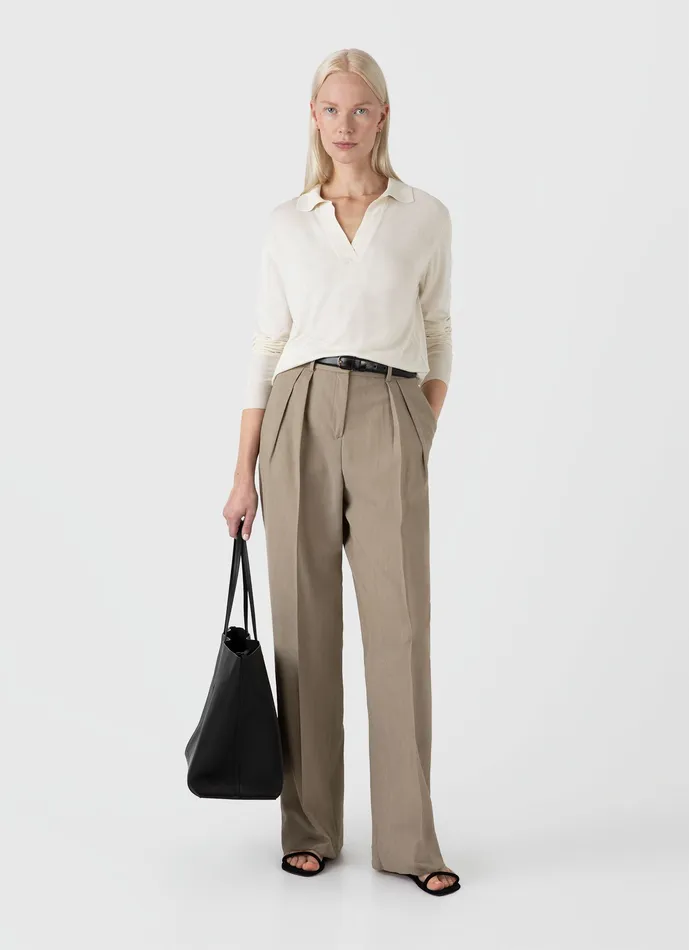 Mulberry Silk Polo Ecru Knitwear ussunspel Women