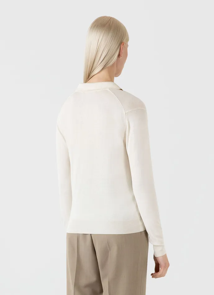 Mulberry Silk Polo Ecru Knitwear ussunspel Women