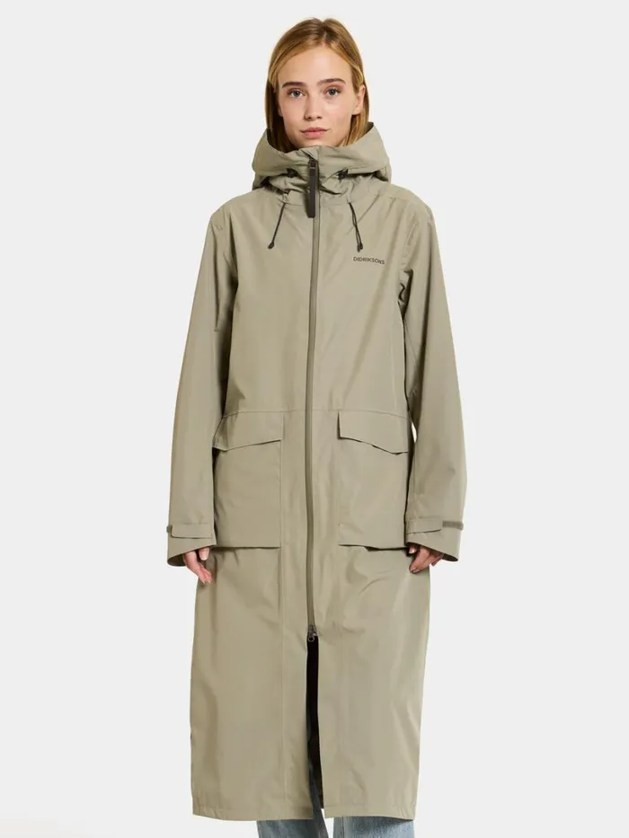 Nadja Parka Long Mistel Green Women Didriksons Waterproof Jackets