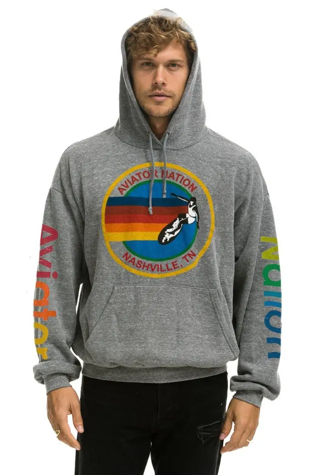 Nashville Relaxed Pullover Hoodie 8211 Heather Grey WomenMen Aviator Nation Hoodies