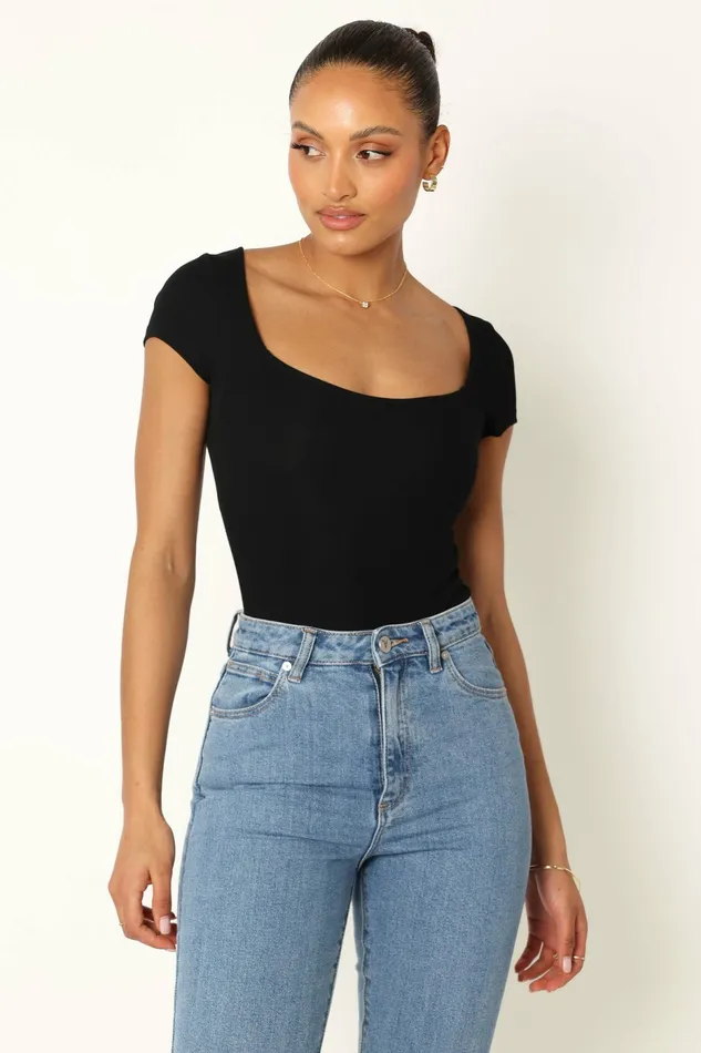 Natalie Bodysuit Black Women Bodysuits Petal and Pup