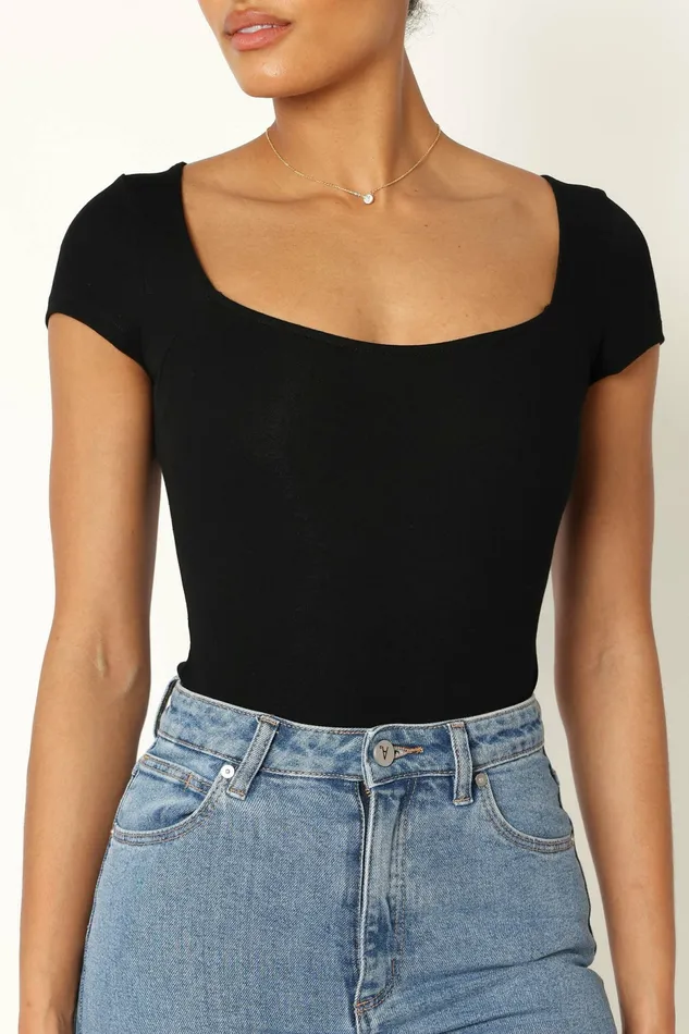 Natalie Bodysuit Black Women Bodysuits Petal and Pup