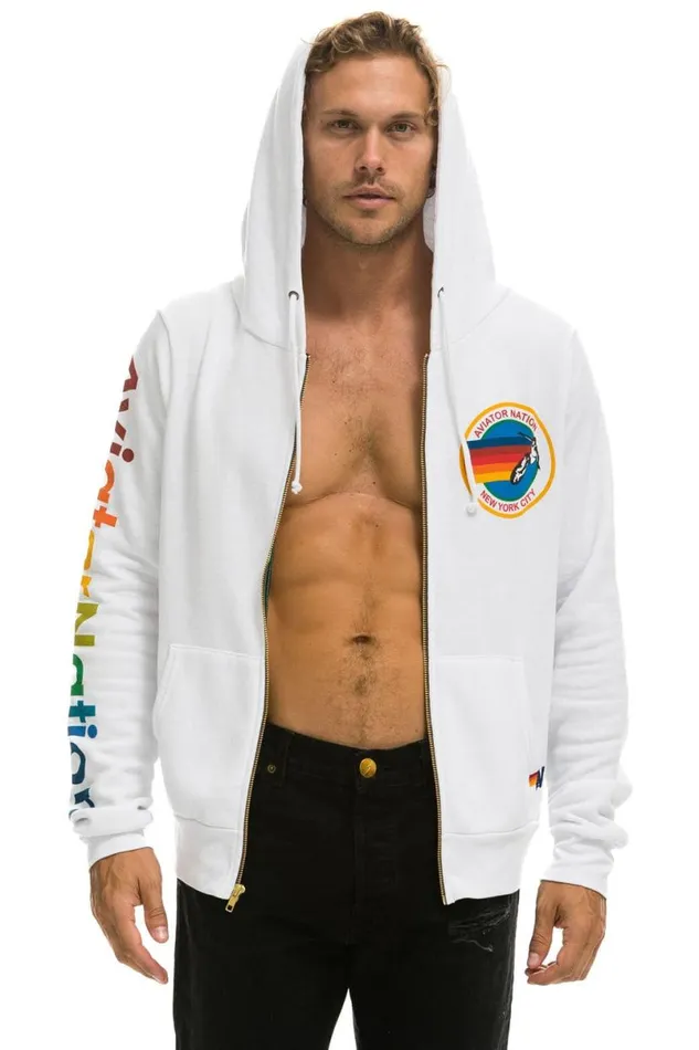 New York City Hoodie 8211 White WomenMen Aviator Nation Hoodies