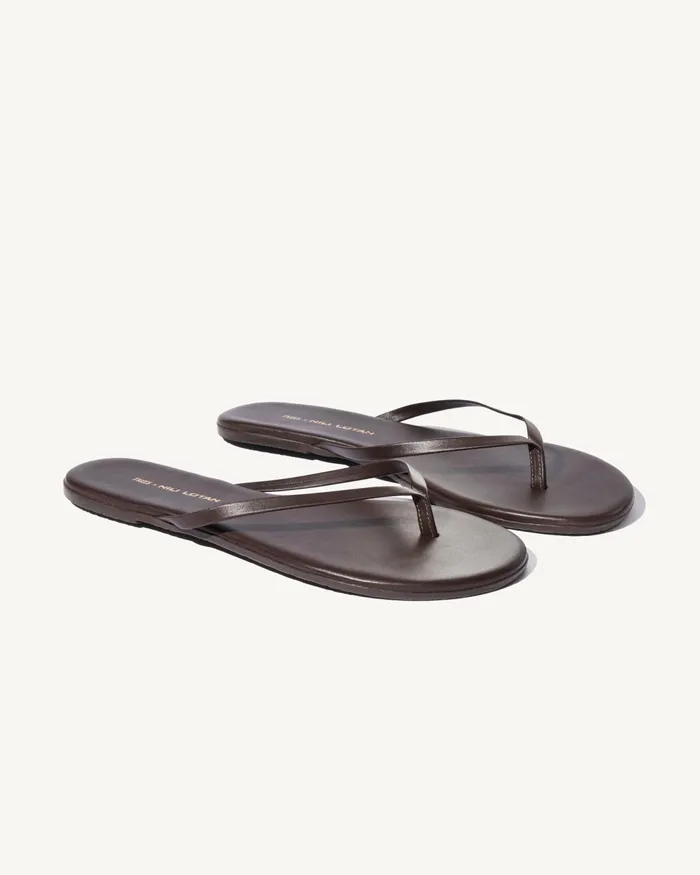 NL X TKEES LEATHER FLIP FLOP Dark Brown Women Nili Lotan Shoes