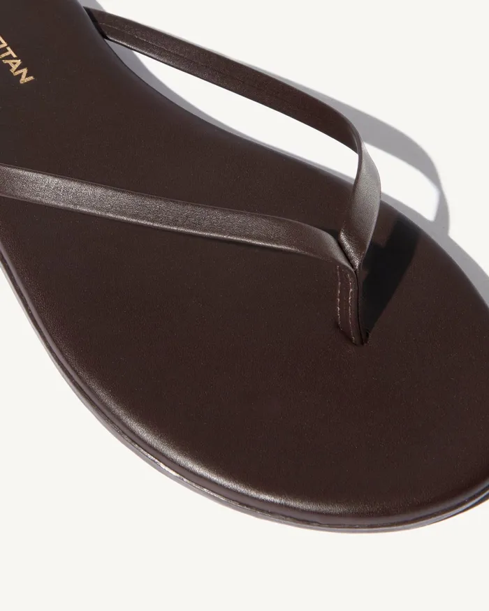 NL X TKEES LEATHER FLIP FLOP Dark Brown Women Nili Lotan Shoes