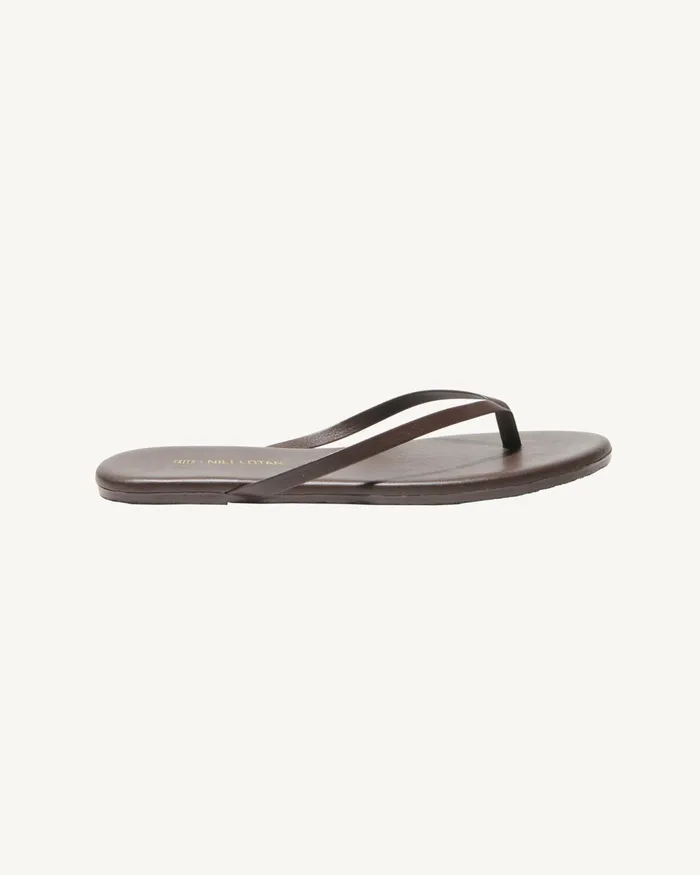 NL X TKEES LEATHER FLIP FLOP Dark Brown Women Nili Lotan Shoes