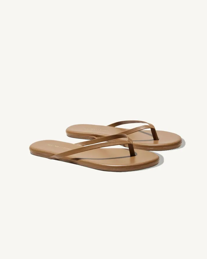 NL X TKEES LEATHER FLIP FLOP Dark Brown Women Nili Lotan Shoes