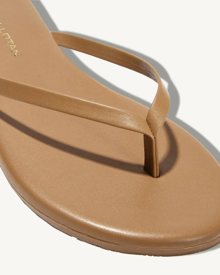 NL X TKEES LEATHER FLIP FLOP Dark Brown Women Nili Lotan Shoes