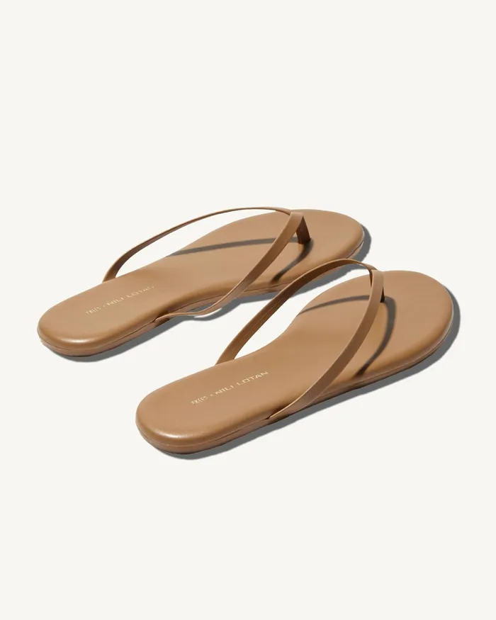 NL X TKEES LEATHER FLIP FLOP Dark Brown Women Nili Lotan Shoes