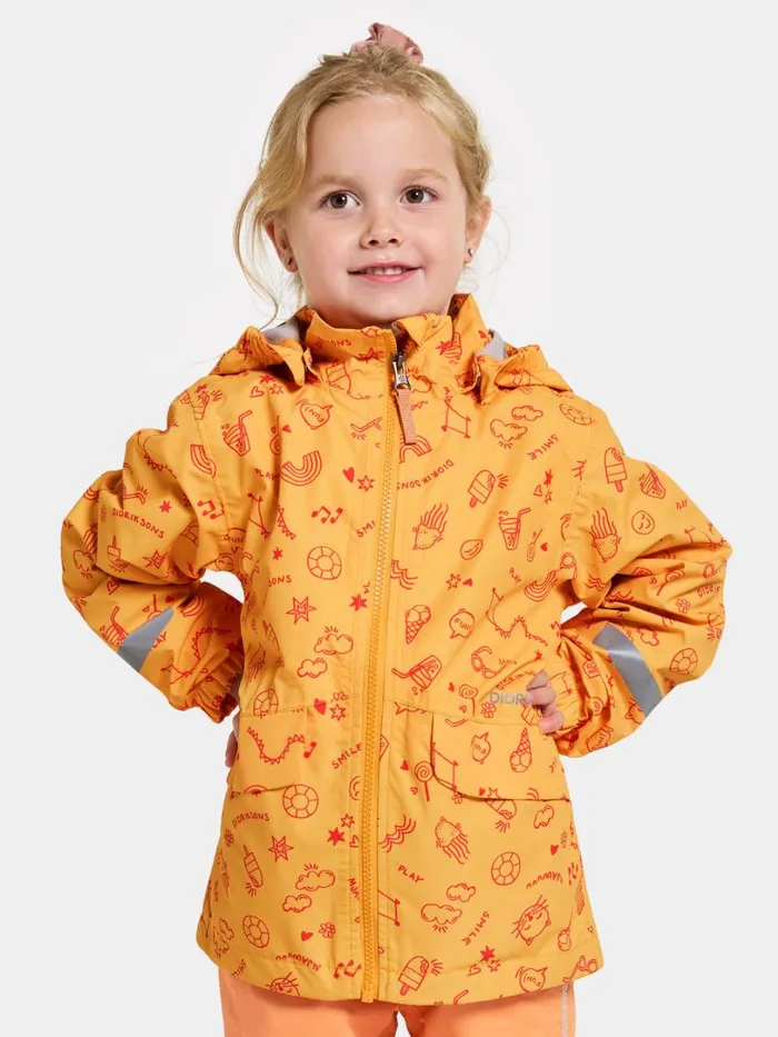 Norma Printed Kids039 Jacket Doodle Papaya Orange Kids Didriksons Spring Jackets