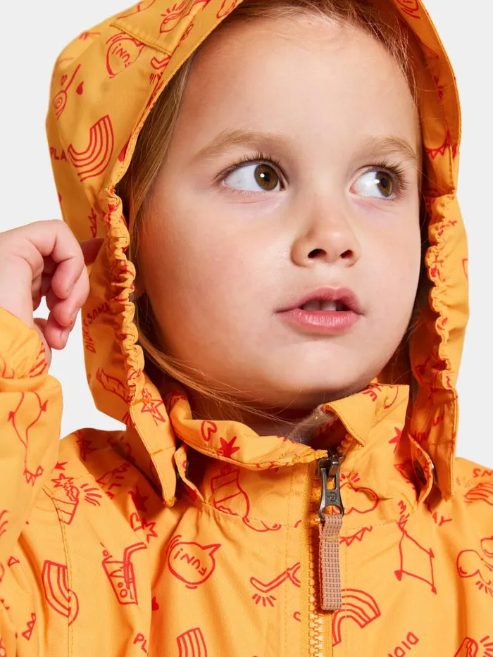 Norma Printed Kids039 Jacket Doodle Papaya Orange Kids Didriksons Spring Jackets