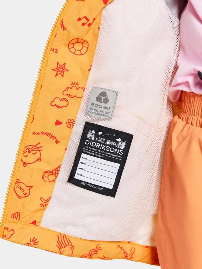 Norma Printed Kids039 Jacket Doodle Papaya Orange Kids Didriksons Spring Jackets
