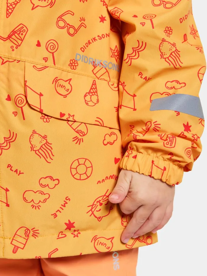Norma Printed Kids039 Jacket Doodle Papaya Orange Kids Didriksons Spring Jackets