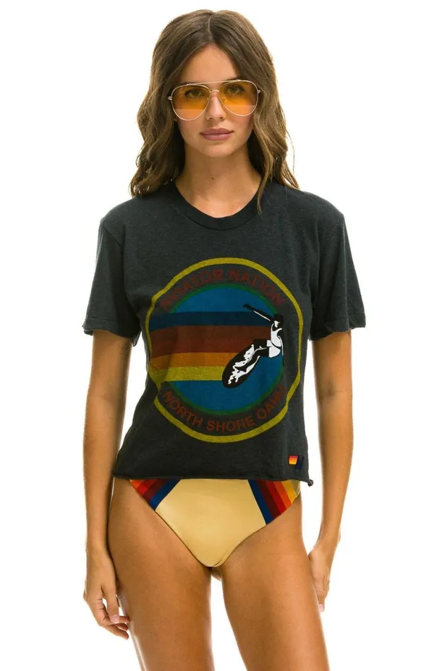 North Shore Boyfriend Tee 8211 Charcoal Women Aviator Nation Tees