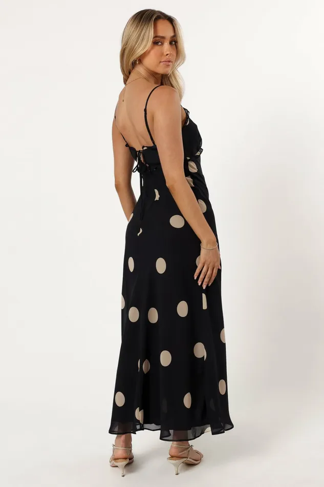 Ollie Midi Polka Dot Dress BlackCream Fall Dresses Petal and Pup Women