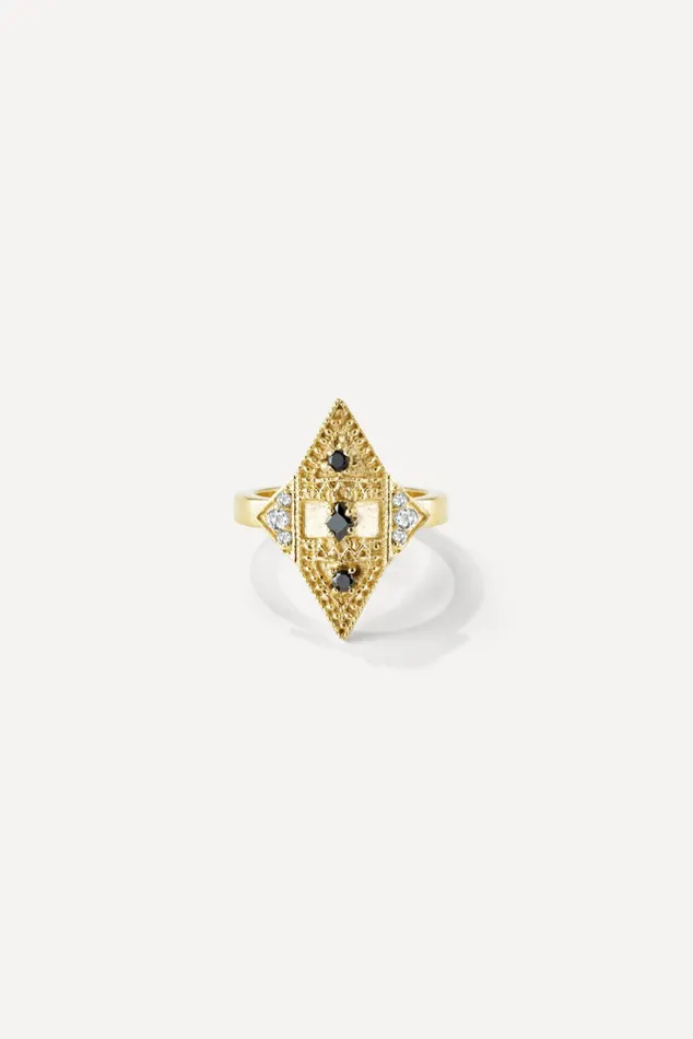 Onyx Silver Ring Teluga Gray Women Baandsh Jewelry