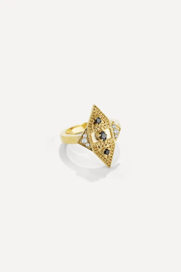 Onyx Silver Ring Teluga Gray Women Baandsh Jewelry