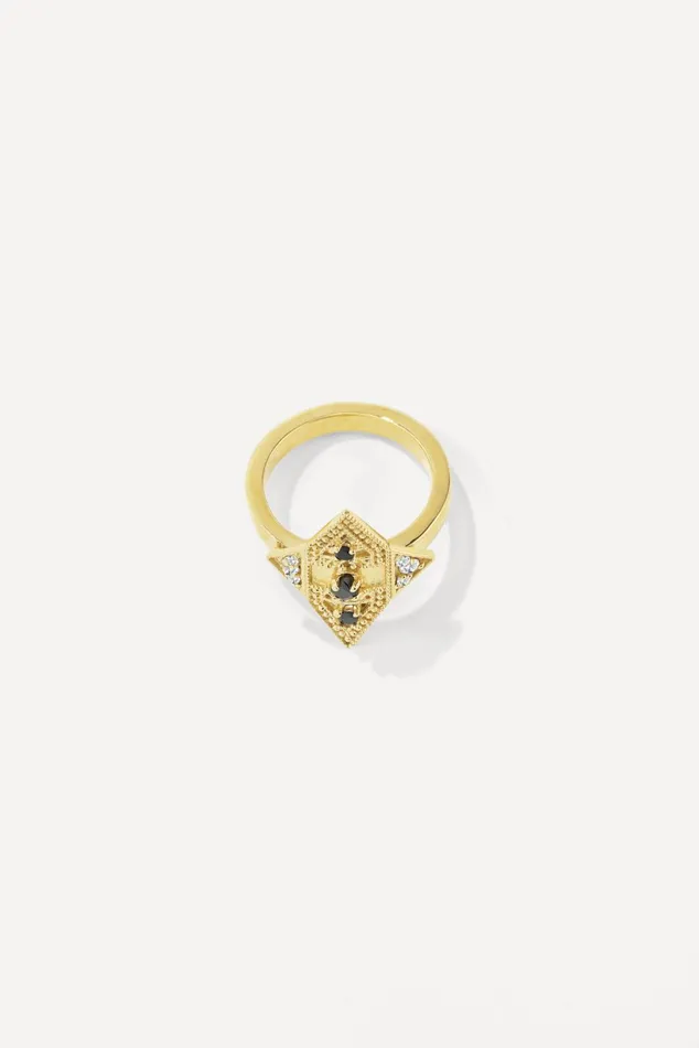 Onyx Silver Ring Teluga Gray Women Baandsh Jewelry