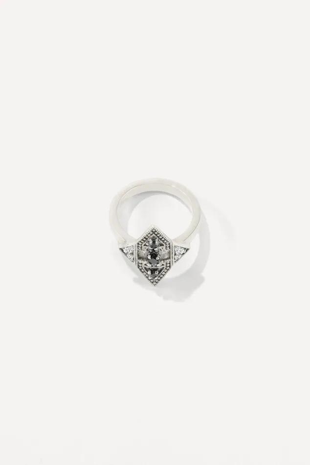 Onyx Silver Ring Teluga Gray Women Baandsh Jewelry
