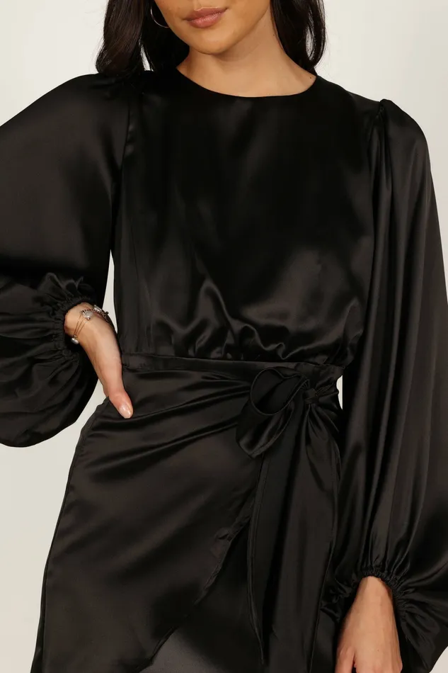 Opal Dress Black Women Satin Dresses Petal and Pup