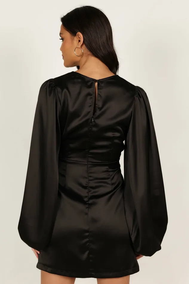 Opal Dress Black Women Satin Dresses Petal and Pup