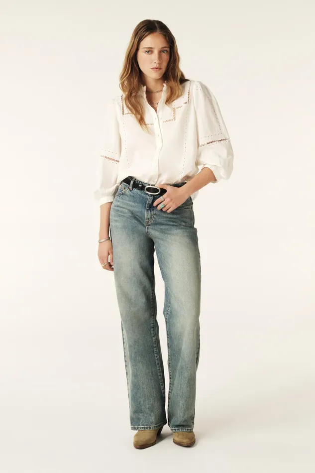 Openwork Lace Shirt Tamie OffWhite Women Baandsh Tops and Shirts
