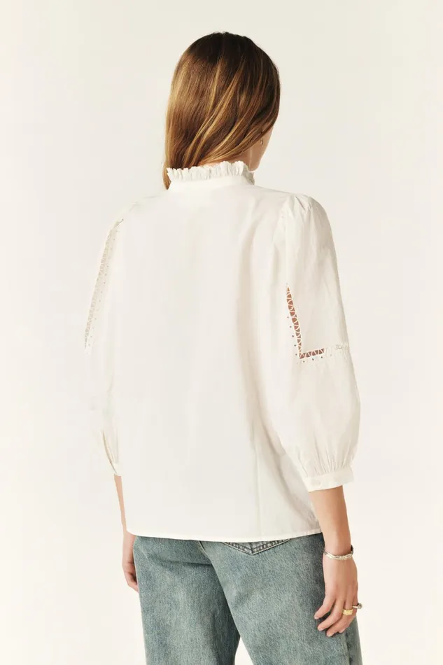 Openwork Lace Shirt Tamie OffWhite Women Baandsh Tops and Shirts