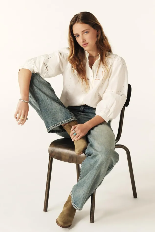 Openwork Lace Shirt Tamie OffWhite Women Baandsh Tops and Shirts