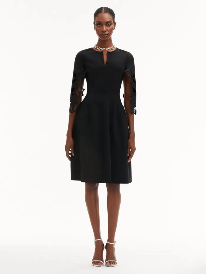 Orchid Sleeve Split Neck Dress Black Women Oscar De La Renta Dresses Orchid Sleeve Split Neck Dress Black Women Oscar De La Renta Dresses
