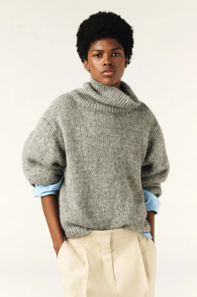 Oversized Sweater Alovie Gray Women Baandsh Sweaters and Cardigans