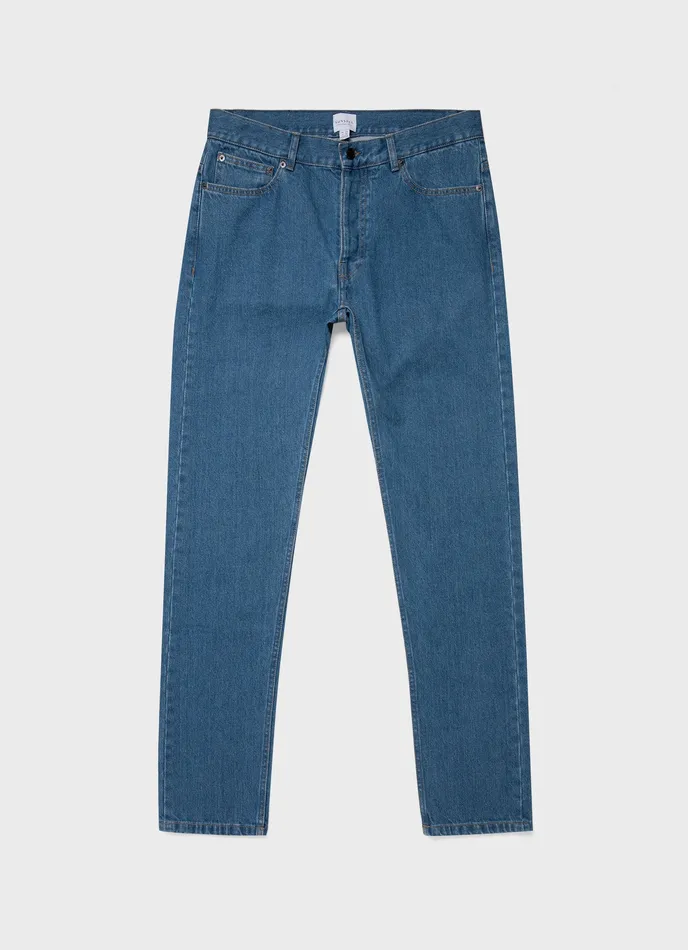 Pants Men ussunspel Regular Fit Jeans Mid Wash Denim