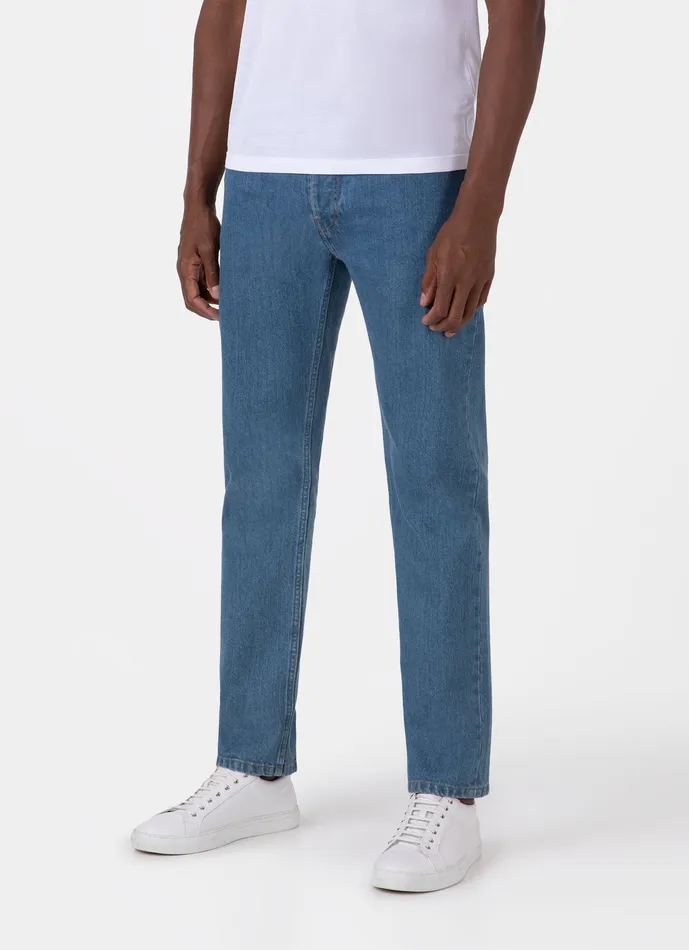 Pants Men ussunspel Regular Fit Jeans Mid Wash Denim Pants Men ussunspel Regular Fit Jeans Mid Wash Denim