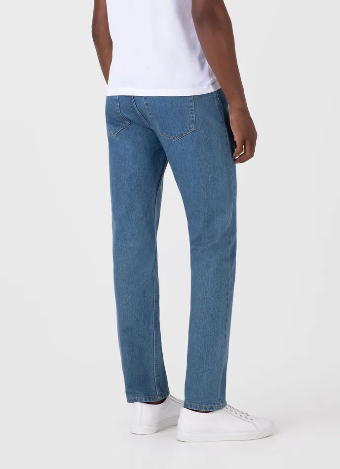 Pants Men ussunspel Regular Fit Jeans Mid Wash Denim Pants Men ussunspel Regular Fit Jeans Mid Wash Denim