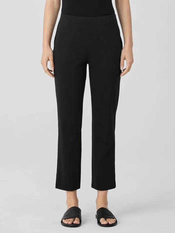 Pants Shorts and Jumpsuits Women Eileen Fisher Cotton Blend Ponte Pant With Slits Black