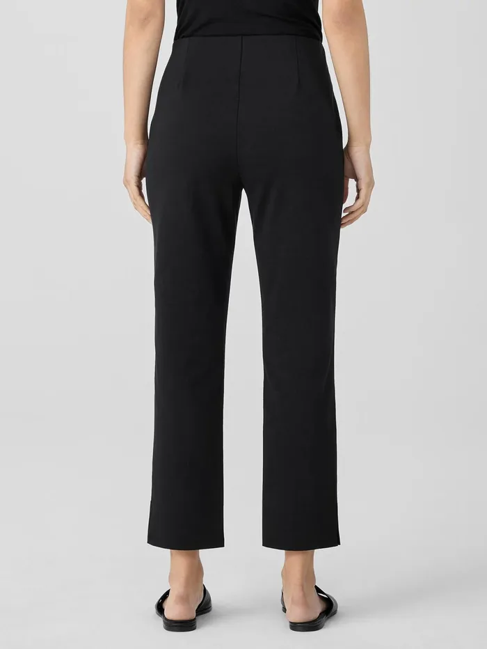 Pants Shorts and Jumpsuits Women Eileen Fisher Cotton Blend Ponte Pant With Slits Black