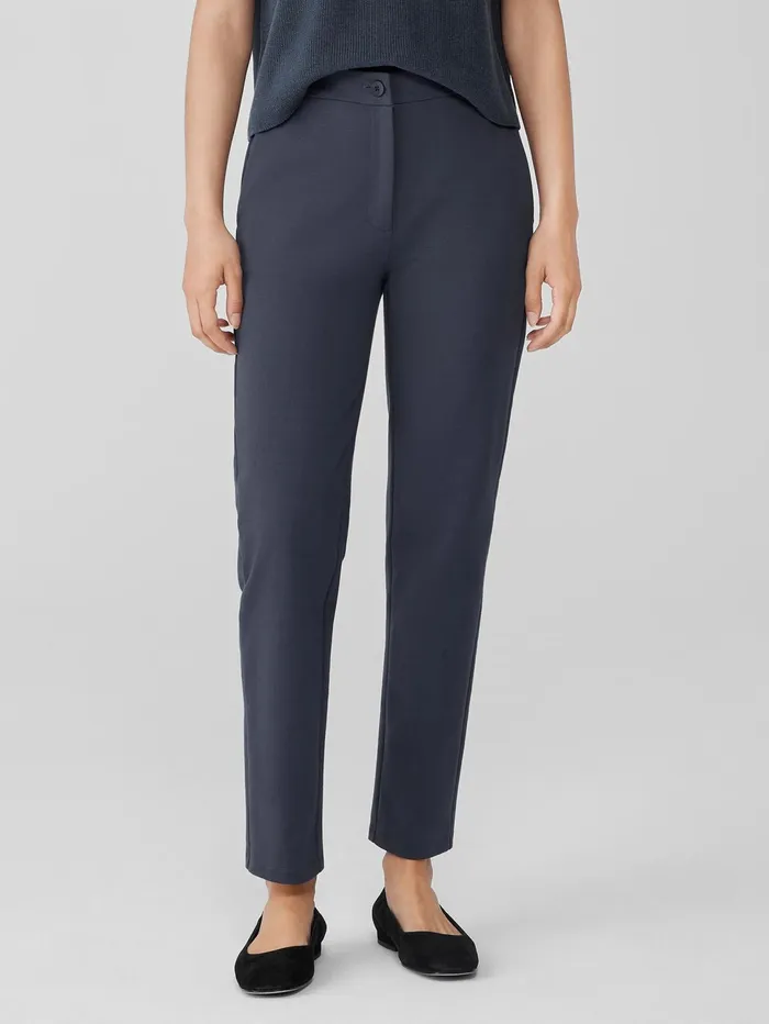 Pants Shorts and Jumpsuits Women Eileen Fisher Cotton Blend Ponte Slim Pant Ocean