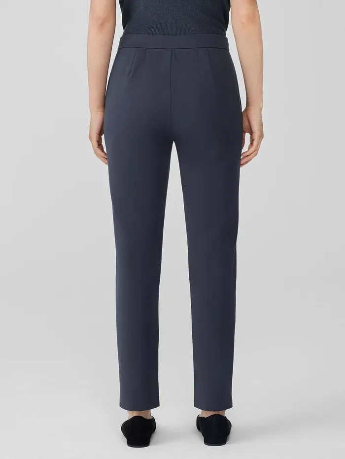 Pants Shorts and Jumpsuits Women Eileen Fisher Cotton Blend Ponte Slim Pant Ocean