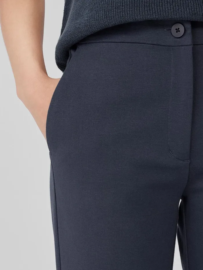 Pants Shorts and Jumpsuits Women Eileen Fisher Cotton Blend Ponte Slim Pant Ocean