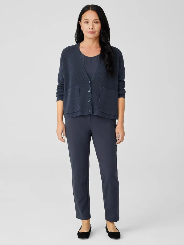 Pants Shorts and Jumpsuits Women Eileen Fisher Cotton Blend Ponte Slim Pant Ocean