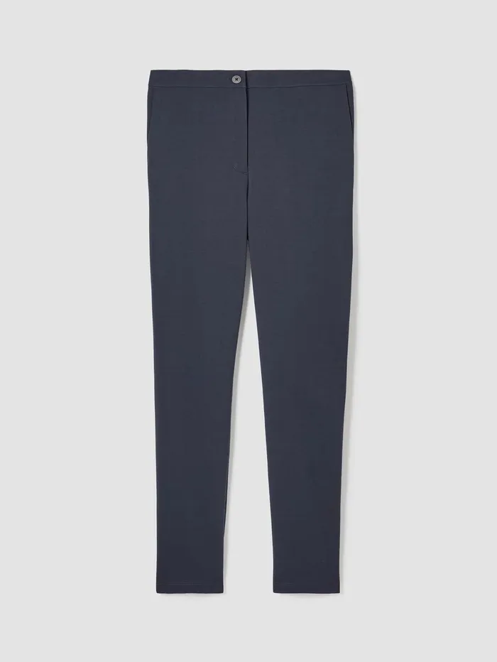 Pants Shorts and Jumpsuits Women Eileen Fisher Cotton Blend Ponte Slim Pant Ocean